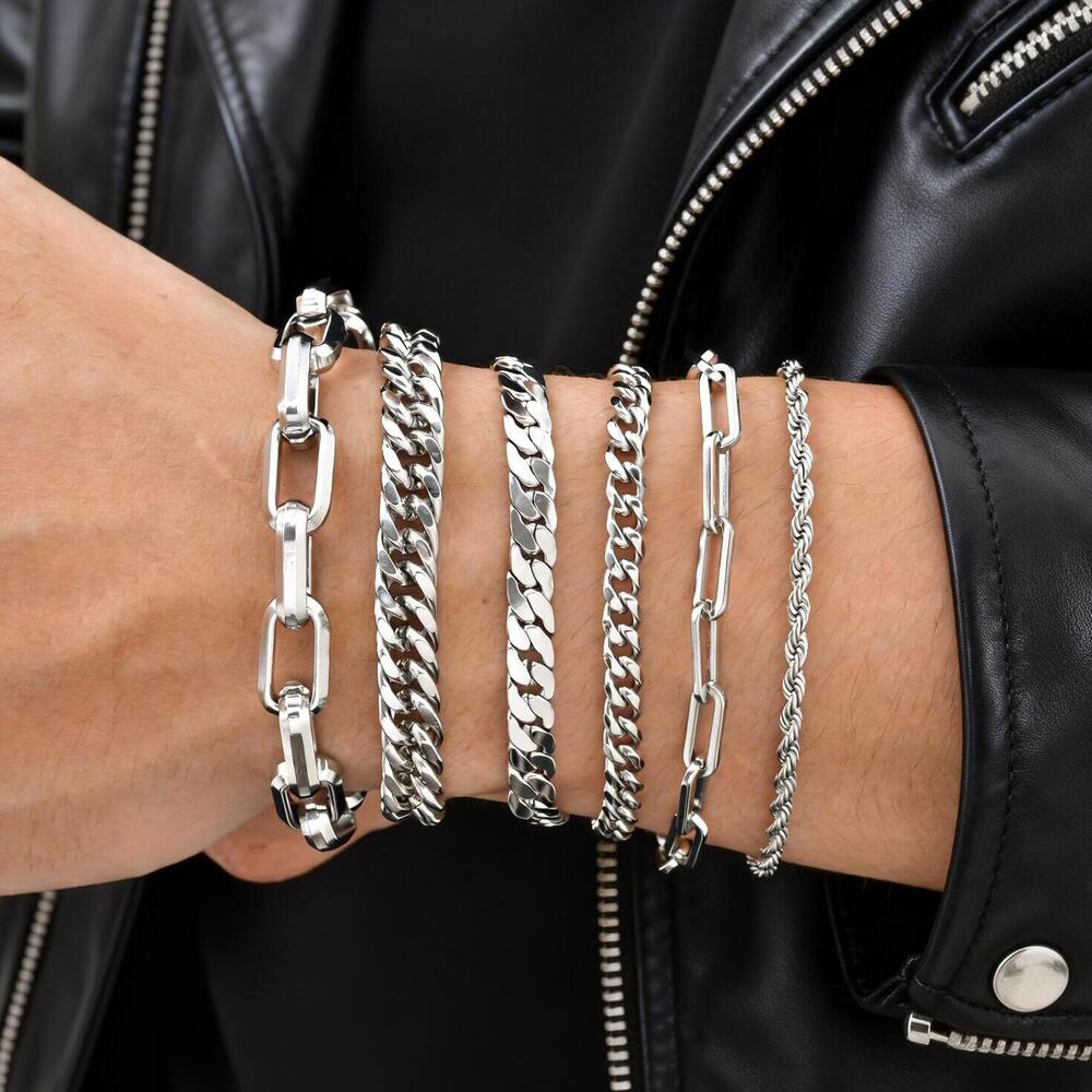 Punk Silver Color Men's Chain  - Ceramic Link Bracelet recension och pris