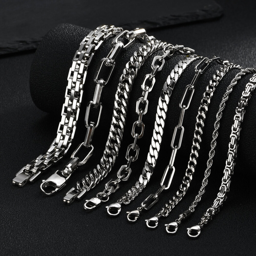 Punk Silver Color Men's Chain  - Ceramic Link Bracelet recension och pris