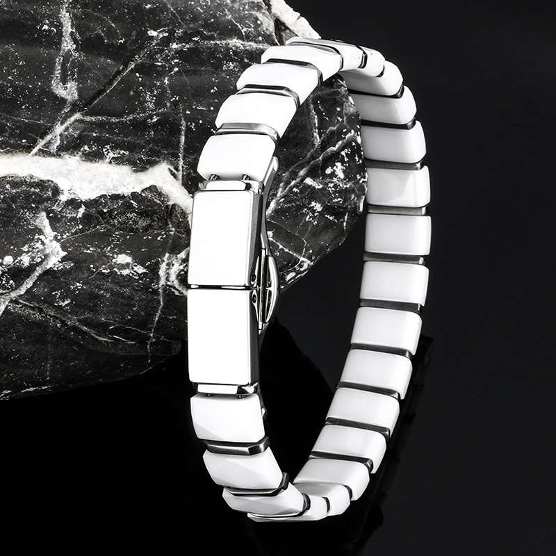 White Black Men Health Bracele - Ceramic Link Bracelet recension och pris