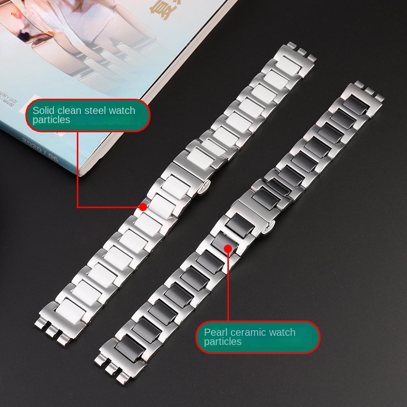 For Swatch Ceramic+ Stainless  - Ceramic Link Bracelet recension och pris