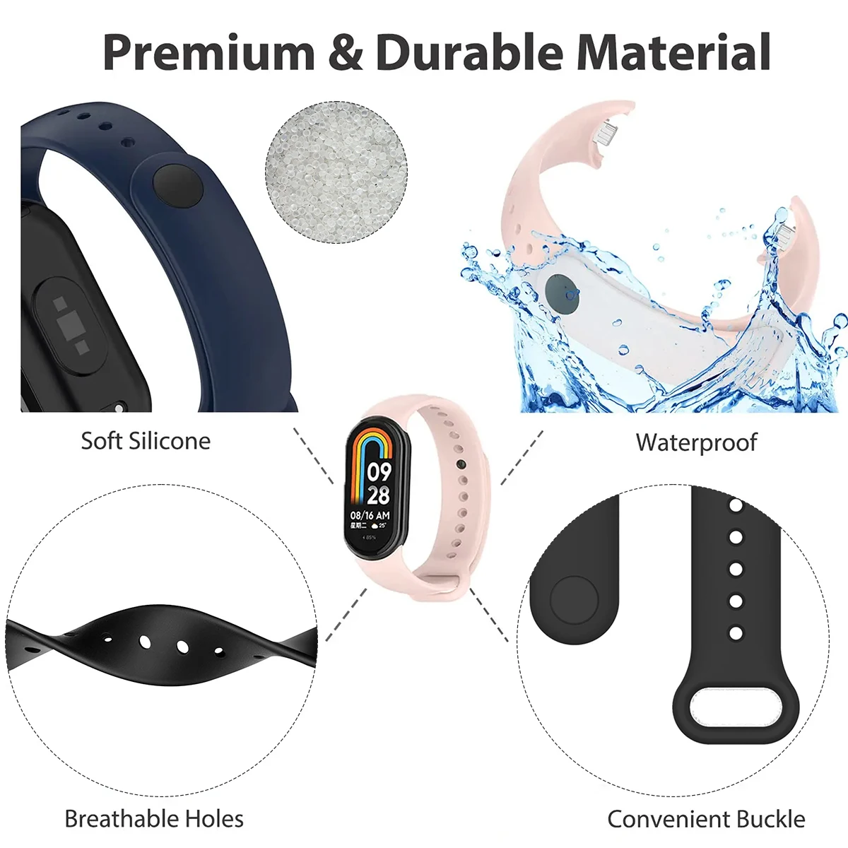 Strap for Xiaomi Mi Band 9/9 N - Silicone Band Replacement recension och pris
