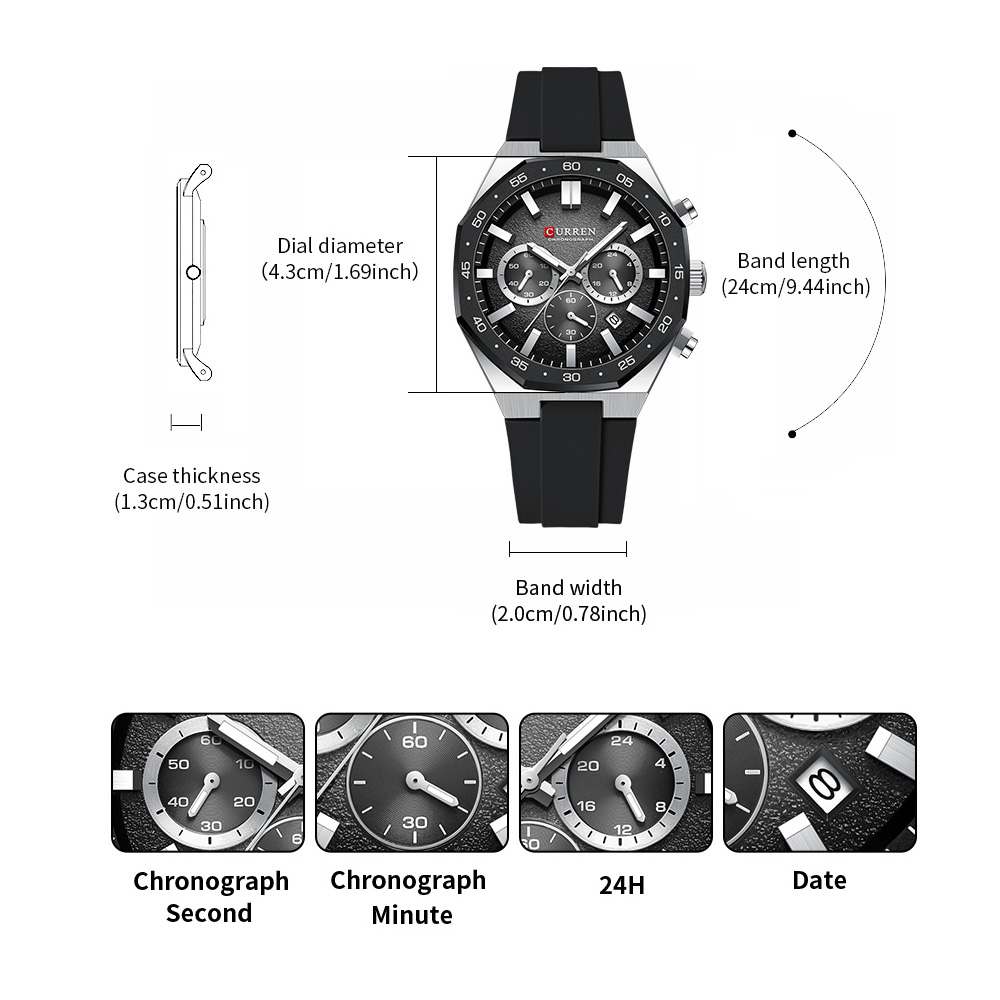 CURREN Fashion Casual Men Spor - Accessories With Watch recension och pris