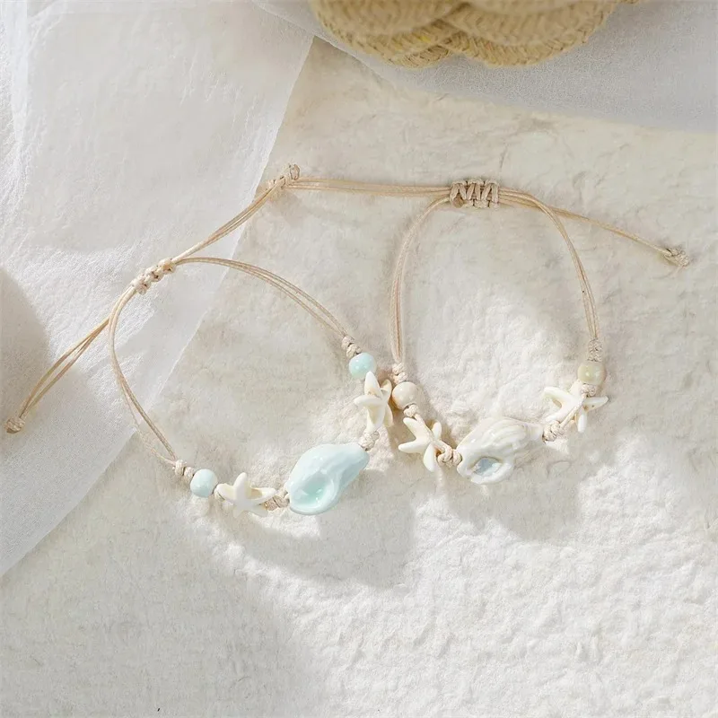 Bohemian Conch Starfish Shells - Ceramic Link Bracelet recension och pris